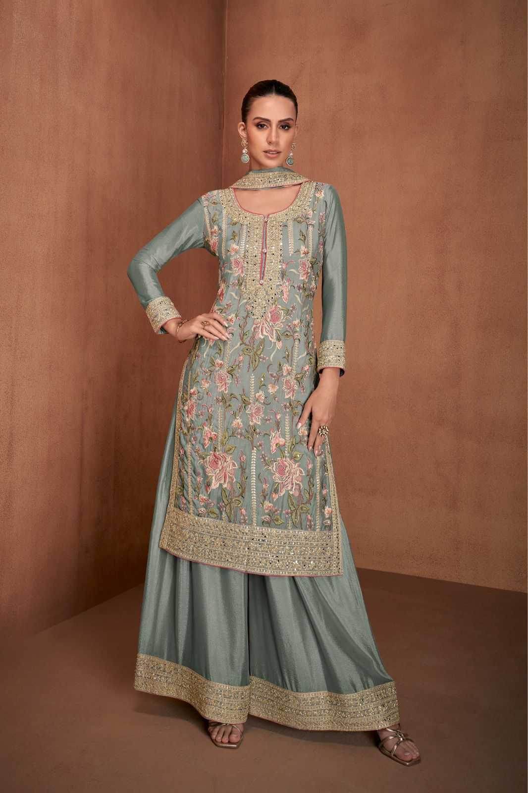 Chinon Mirror Work i Embroidered Kurti - MYLUXURY LANE ENTERPRISE